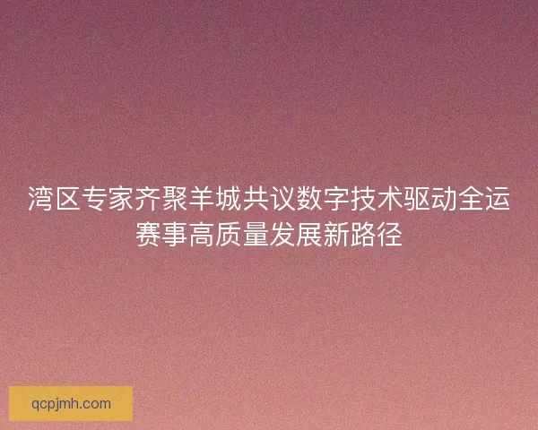 湾区专家齐聚羊城共议数字技术驱动全运赛事高质量发展新路径