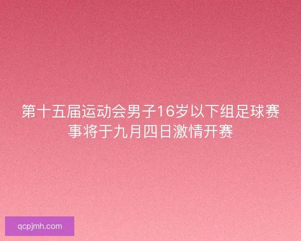 第十五届运动会男子16岁以下组足球赛事将于九月四日激情开赛