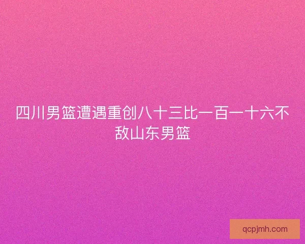 四川男篮遭遇重创八十三比一百一十六不敌山东男篮